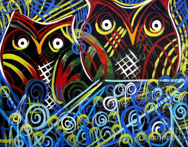 Owls Art Print featuring the painting The Mix by Amy Sorrell