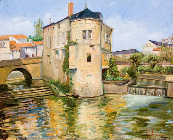 Outdoors Art Print featuring the painting The Old Water Mill by Dominique Amendola