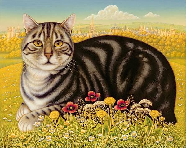 Landscape Art Print featuring the painting The Oxford Cat by Frances Broomfield