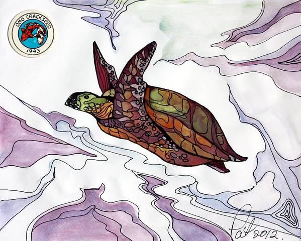 Turtle Art Print featuring the painting The Painted Turtle by Pat Purdy