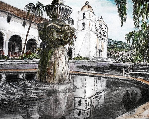 Santa Barbara Art Print featuring the painting The reflection of reality by Danuta Bennett