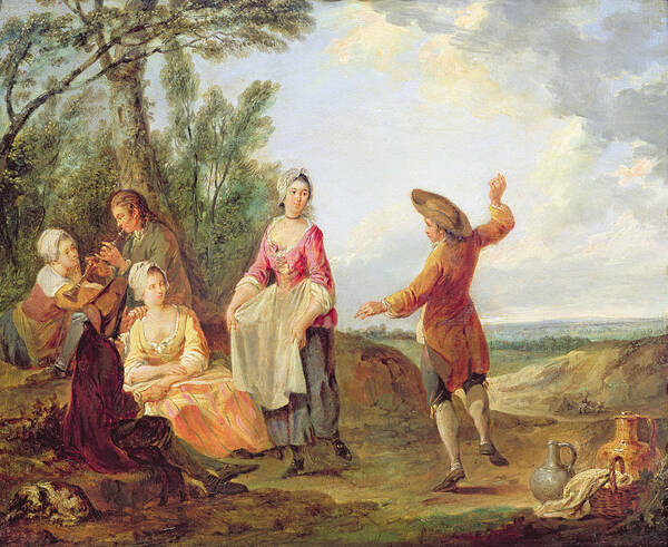 Party Art Print featuring the photograph The Rustic Dance Oil On Canvas by Francois Louis Joseph Watteau