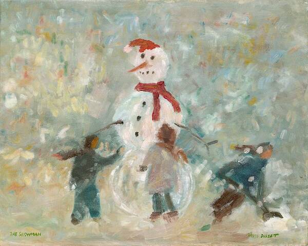 Snowman Art Print featuring the painting The Snowman by David Dossett