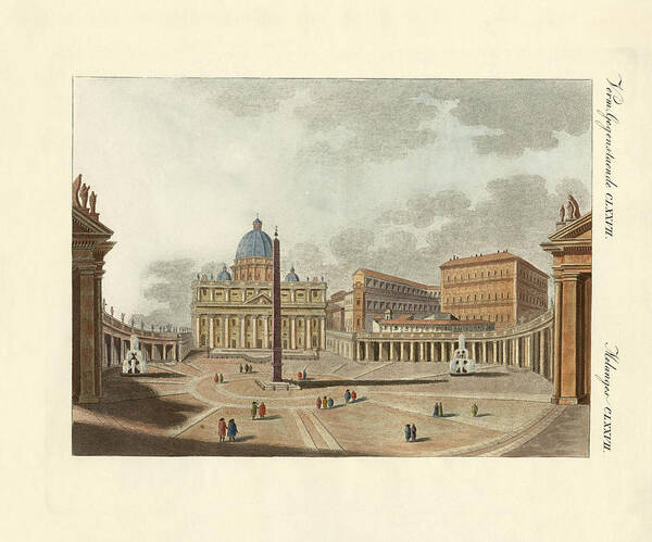 Bertuch Art Print featuring the drawing The St. Peter's Cathedral in Rome by Splendid Art Prints