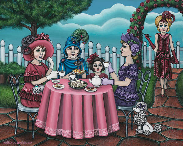Tea Art Print featuring the painting The Tea Party by Victoria De Almeida