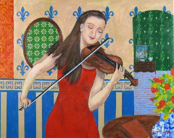 Woman Violinist Art Print featuring the painting The Violinist by J Loren Reedy