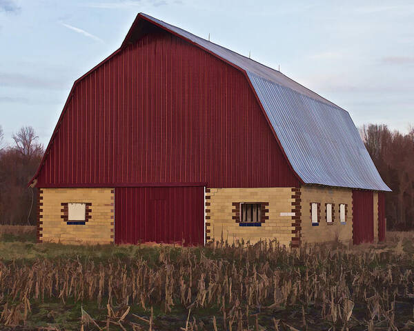 Red Barn Art Print featuring the digital art Tile Barn by Mike Flake