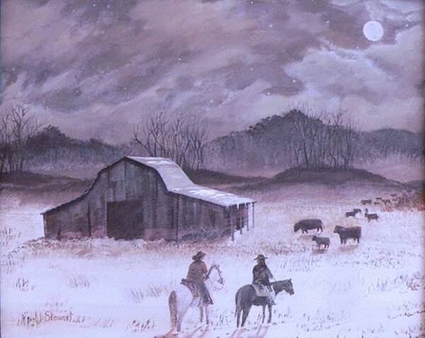 Landscapes Art Print featuring the painting Till The Cows Come Home by William Stewart