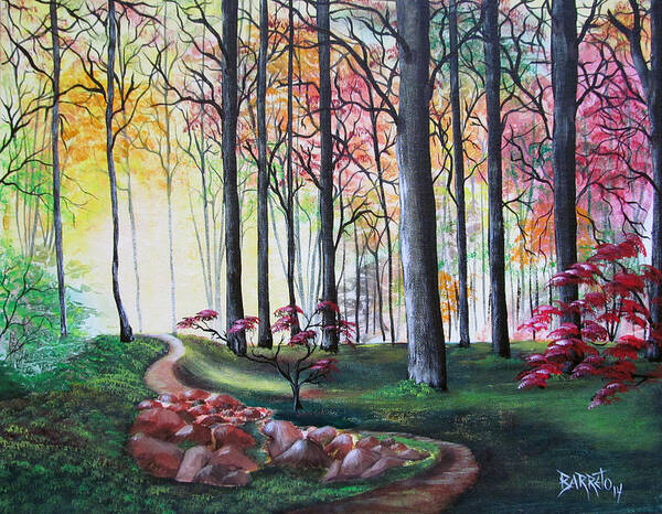 Forest Art Print featuring the painting Time for Wandering by Gloria E Barreto-Rodriguez