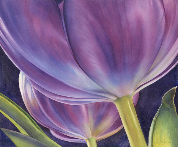 Tulip Art Print featuring the painting Toasting the Evening by Sandy Haight