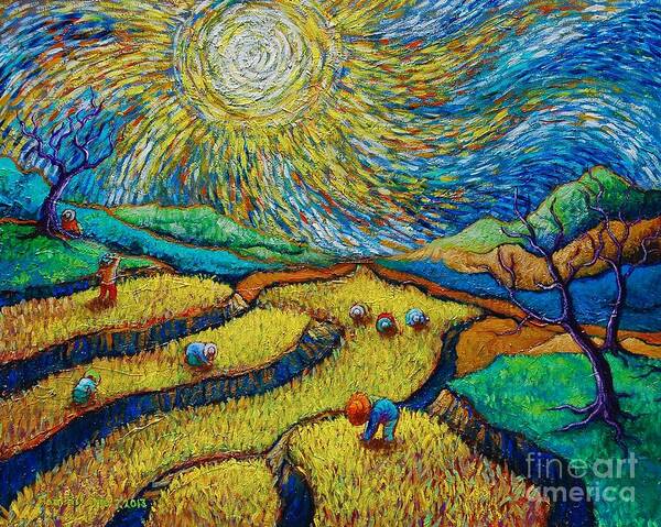 Paul Hilario Art Print featuring the painting Toil Today Dream Tonight diptych painting number 1 after Van Gogh by Paul Hilario