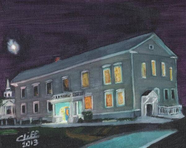 Ashland Art Print featuring the painting Town Hall at Night by Cliff Wilson