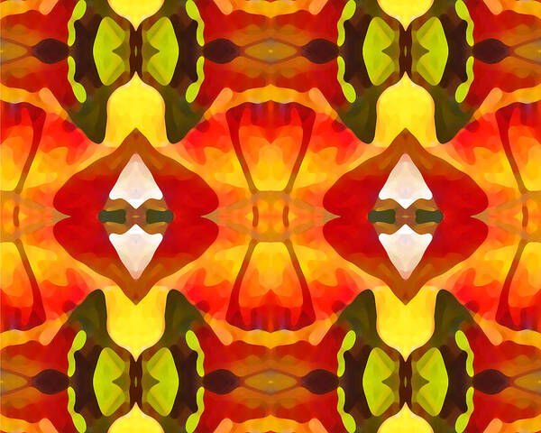Abstract Art Print featuring the painting Tropical Leaf Pattern 14 by Amy Vangsgard