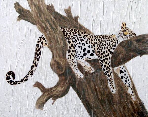 Leopard Art Print featuring the painting Tuckered Out by Stephanie Grant