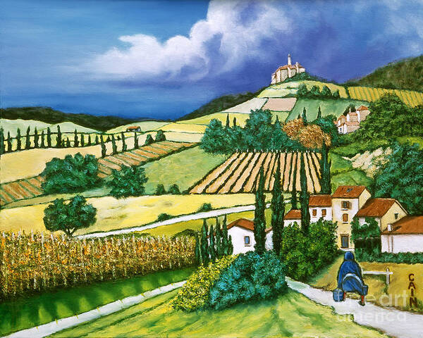  Tuscany Art Print Art Print featuring the painting Tuscan Fields by William Cain