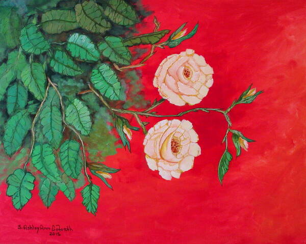 Art Art Print featuring the painting Two Roses by Ashley Goforth