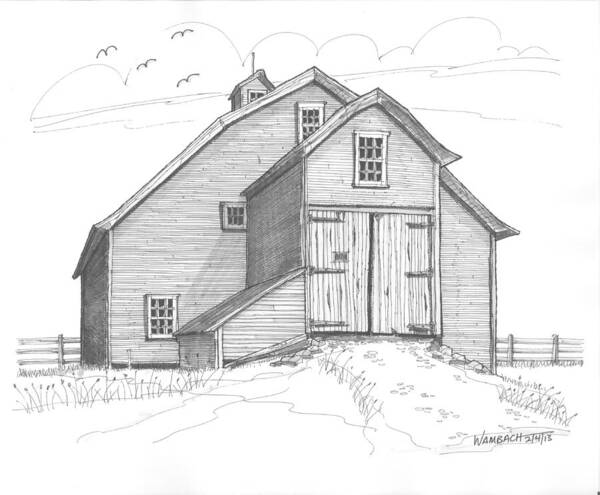 Barns Art Print featuring the drawing Vermont Barn by Richard Wambach