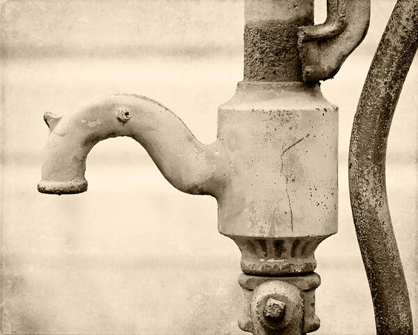 Vintage Water Pump Faucet In Sepia Art Print By Lisa Russo