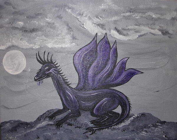 Dragon Art Print featuring the painting Violet Dragon by Angie Butler