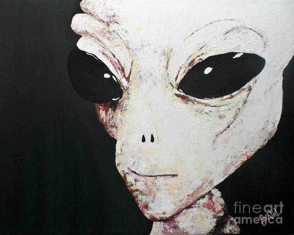 Alien Art Print featuring the painting Visitor by JoNeL Art