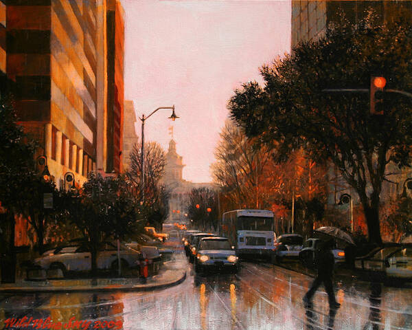 Rain Art Print featuring the painting Vista Drizzle by Blue Sky