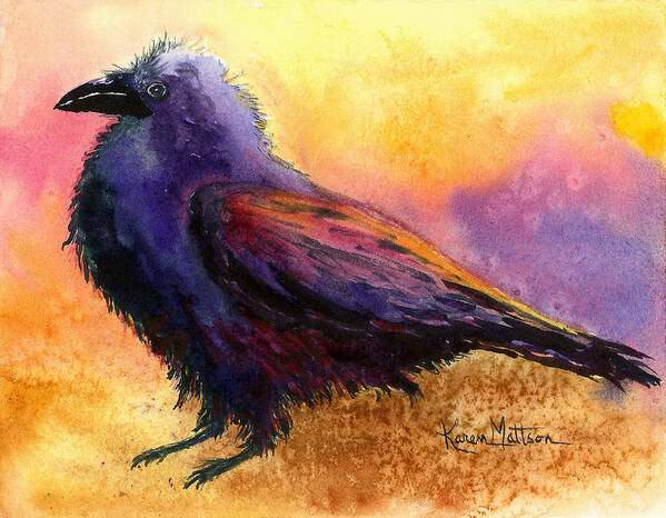 Raven Art Print featuring the painting Waddles by Karen Mattson