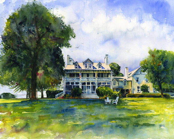 Inn Art Print featuring the painting Wades Point Inn by John D Benson