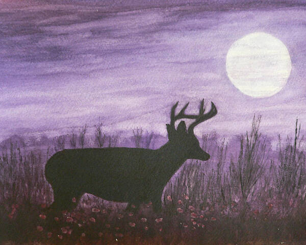 Watercolor Art Print featuring the painting Walk in the moonlight by Dan Wagner
