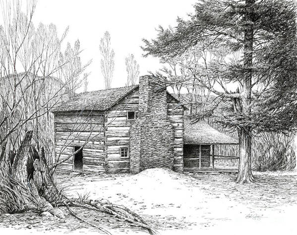 Landscape Art Print featuring the drawing Walker Sisters' Farm House by Bob George