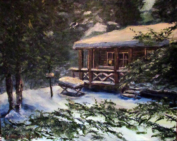 Landscape Art Print featuring the painting Walsh Cabin On Cranberry Lake by Denny Morreale
