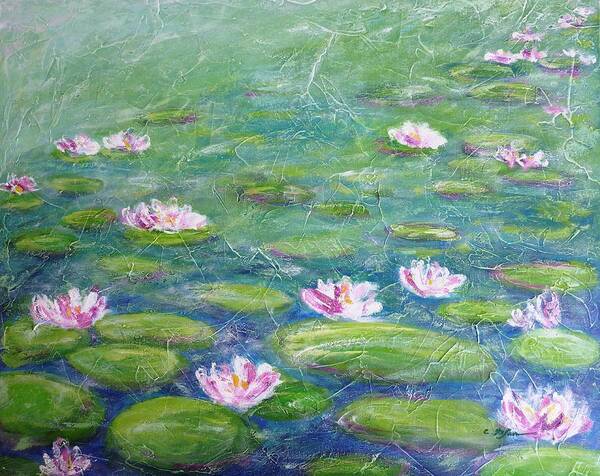 Lilies Art Print featuring the painting Water Lilies by Cristina Stefan