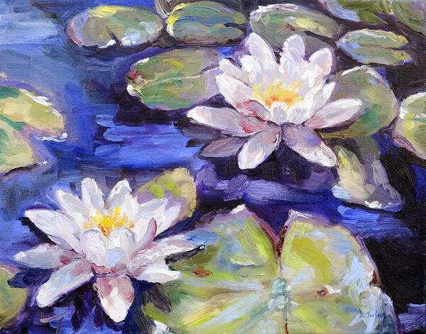 Lily Art Print featuring the painting Water Lilies by Donna Tuten
