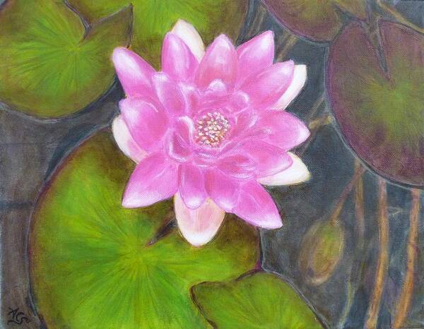Water Lily Art Print featuring the painting Water Lily by Amelie Simmons