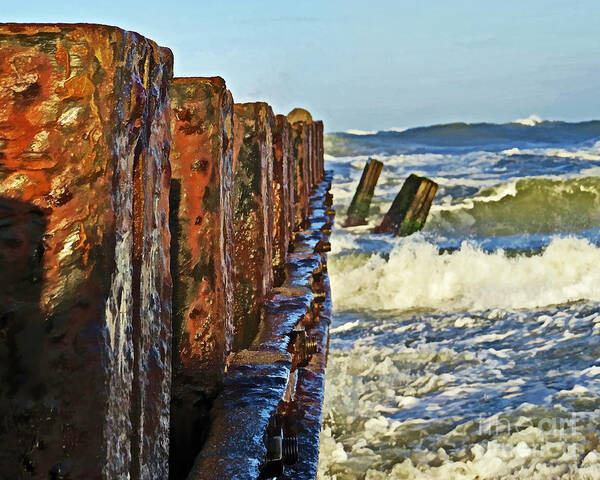  Art Print featuring the photograph Waves Against The Breakers by Dawn Gari