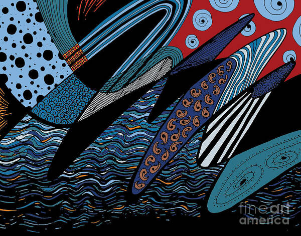Waves Art Print featuring the digital art Waves by Lynellen Nielsen