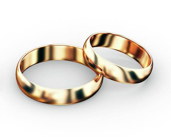Gold Art Print featuring the photograph Wedding Rings by Wladimir Bulgar/science Photo Library