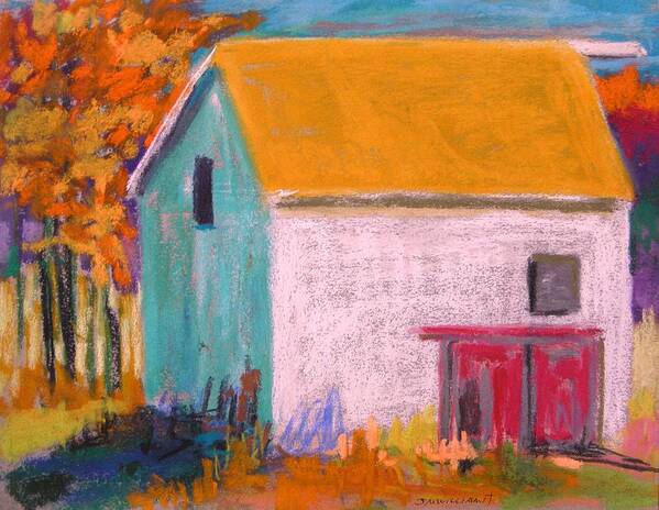 Landscape Art Print featuring the painting White Barn by John Williams