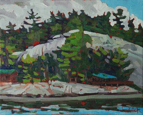 Whitefish Art Print featuring the painting Whitefish River Cottages by Phil Chadwick