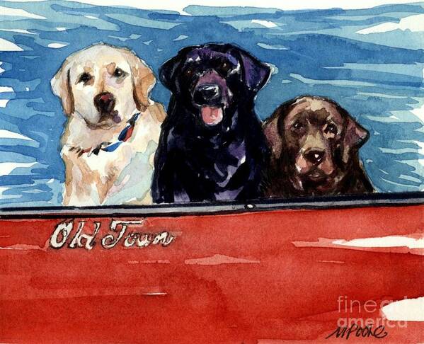 Labrador Retrievers Art Print featuring the painting Whole Crew by Molly Poole