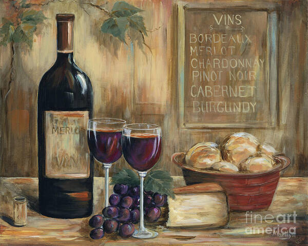 Wine Art Print featuring the painting Wine For Two by Marilyn Dunlap