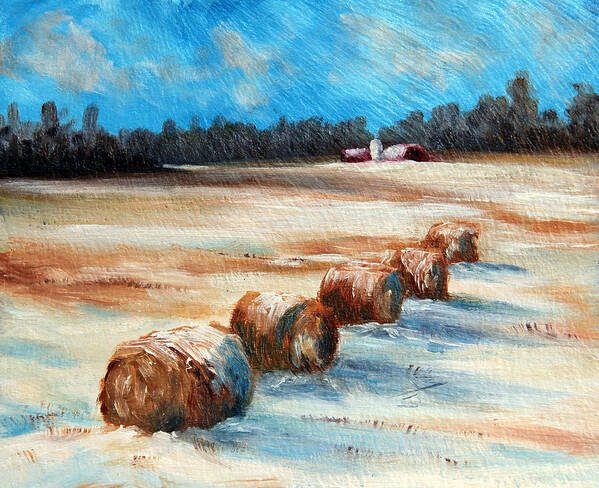 Winter Art Print featuring the painting Winter Bales by Meaghan Troup