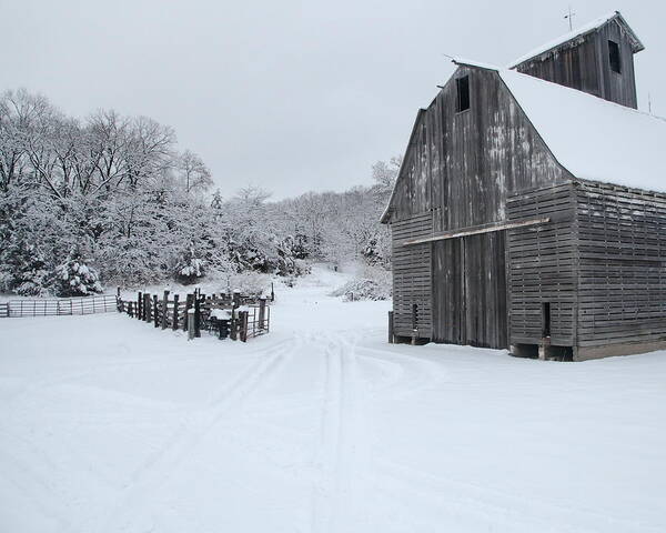 Snow Art Print featuring the photograph Winter Barn 2 by Coby Cooper
