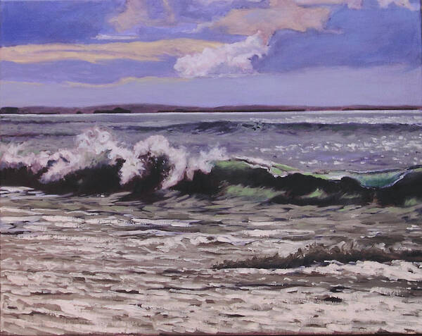 Pacific Coast Landscape Oil Paintings. Aylyard Farm Art Print featuring the painting Winter Surf by Rob Owen