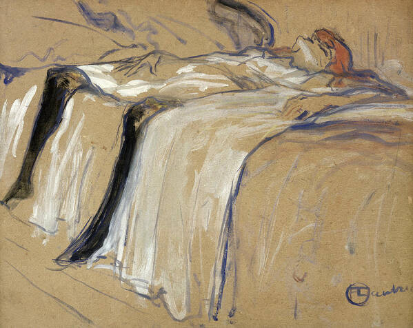 Sex Art Print featuring the drawing Woman lying on her Back by Henri de Toulouse Lautrec