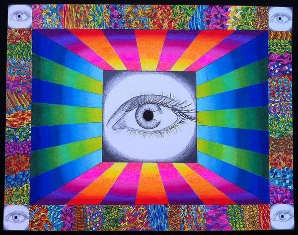 Eye Art Print featuring the drawing Kaleyedascope #1 by Donna Spadola