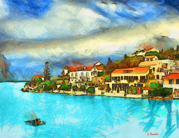 Rossidis Art Print featuring the painting Kefalonia Fiscardo #2 by George Rossidis