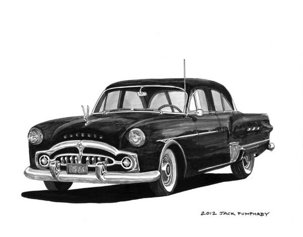 Framed Prints Of Pen And Ink Wash Paintings Of Cars From The 30s Art Print featuring the painting 1951 Packard Patrician 400 by Jack Pumphrey