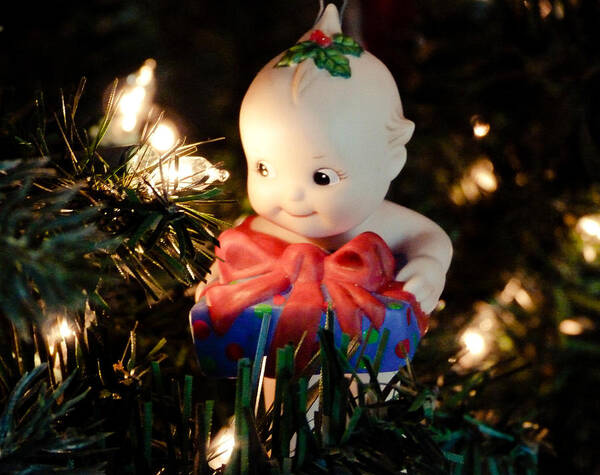 Kewpie Art Print featuring the photograph A Kewpie Christmas Gift by Tracy Salava