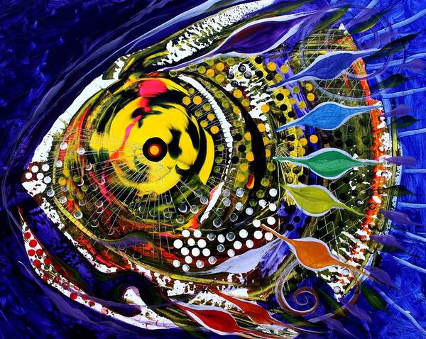 Fish Art Print featuring the painting Abstract Busy Bee Fish by J Vincent Scarpace