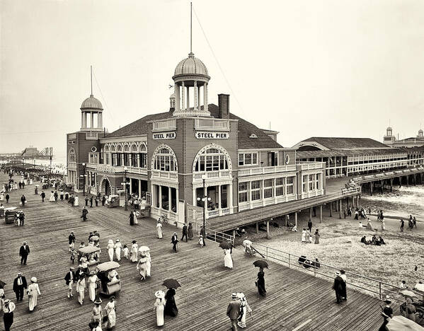 Atlantic City Steel Pier 1910 Art Print featuring the photograph Atlantic City Steel Pier 1910 by Bill Cannon